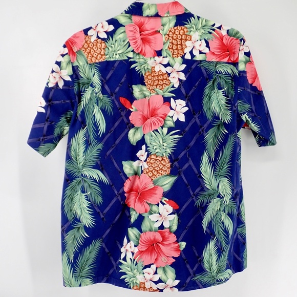 Royal Creations Hawaii Men's Large Aloha Shirt Hibiscus Pineapple Orchid Vintage - Picture 2 of 7